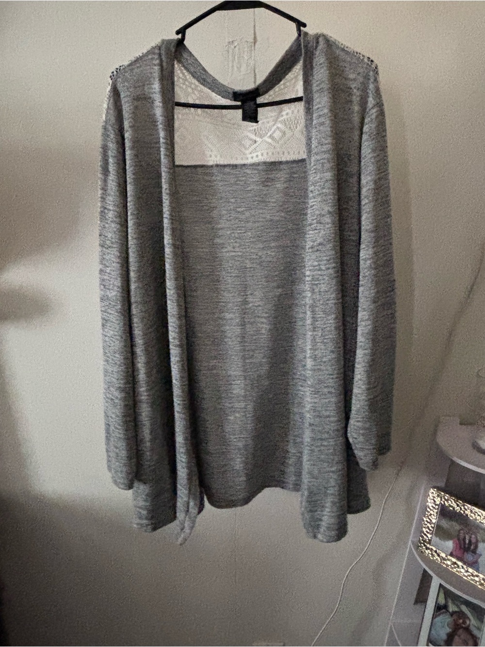 Justify Heather Gray Open-Front Women's Cardigan